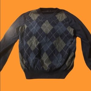 Navy argyle crew neck